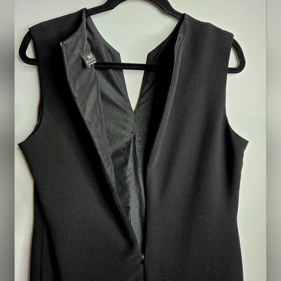Vintage SC Basics Little Black Dress Notch Neck Sheath Dress Work Office Size L - Picture 7 of 8